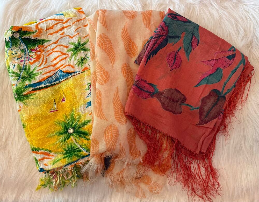 Lot of 3 Womens Fashion Scarves Donni Charm Cashmere Palak Hawaiian Shawl Wrap